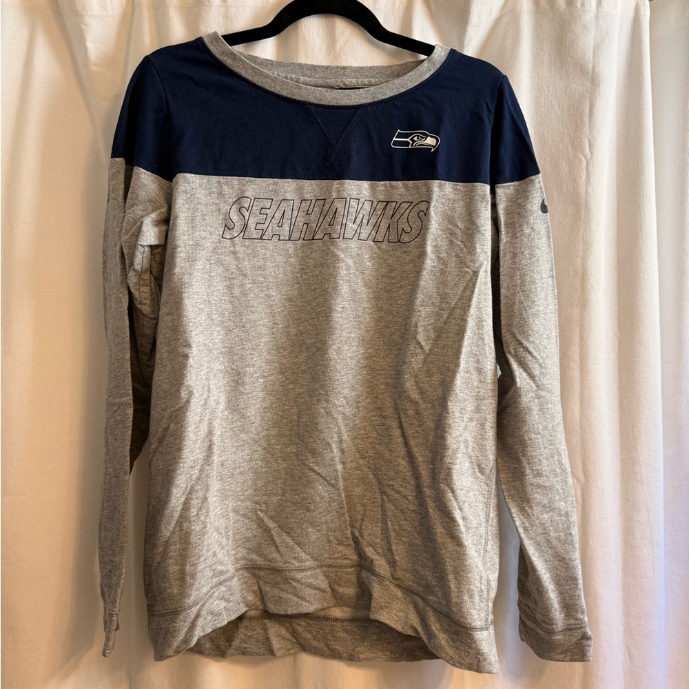 NFL Team Apparel Navy and Gray Seahawks Light Sweatshirt